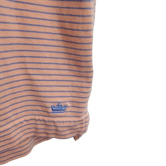 Peter Millar Polo Shirt Mens Medium Orange Striped Seaside Wash Golf Preppy - Picture 6 of 11